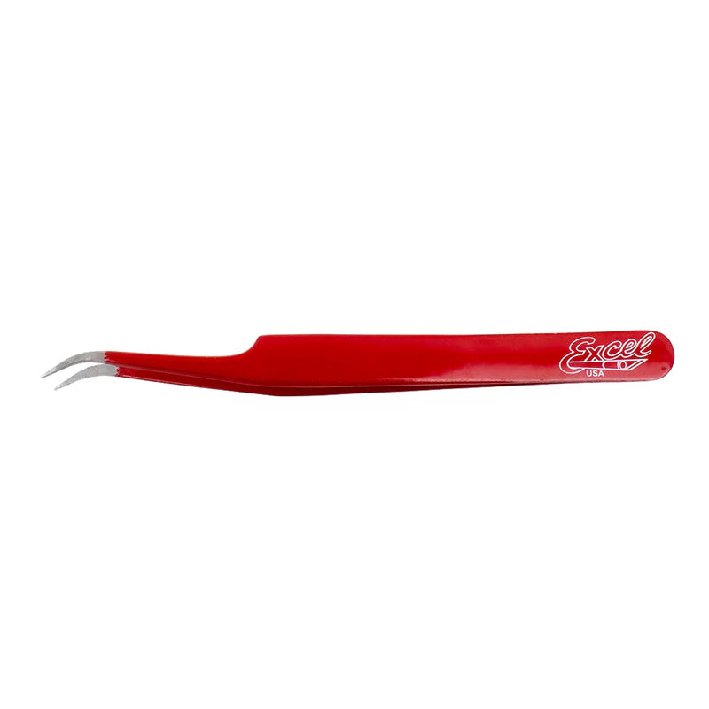 Excel 4.5" Slant Point Precision Tweezer, Red